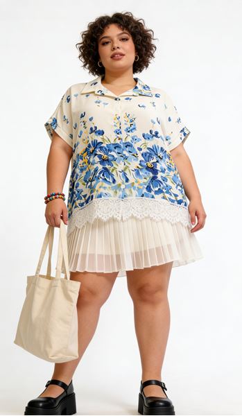 Immagine di PLUS SIZE FLORAL PRINT SHIRT